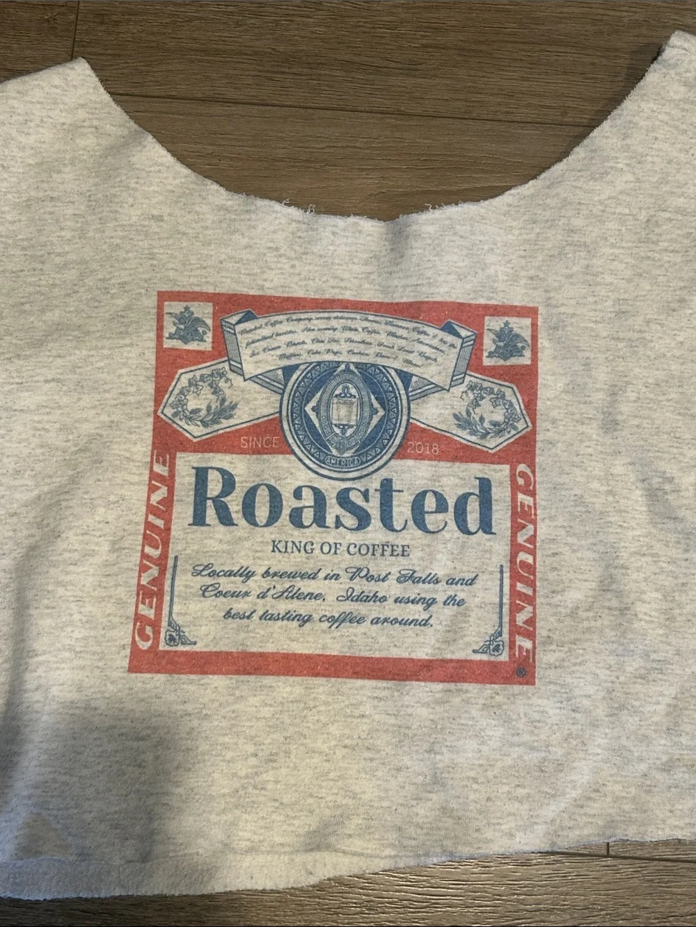 Roasted Graphic Cropped Sweatshirt Light‎ Heather Gray Size Large